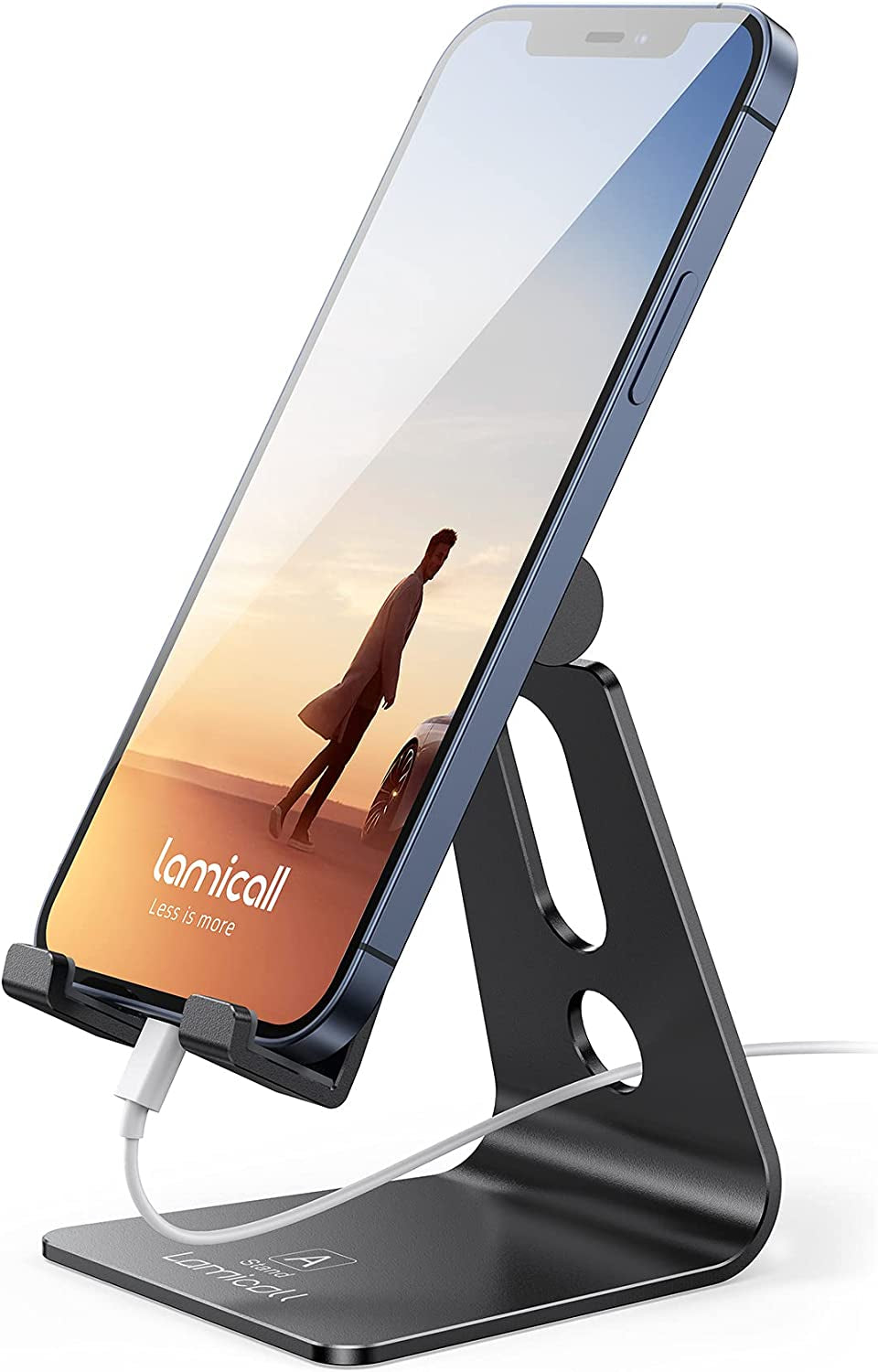 Adjustable Cell Phone Stand, Desk Phone Holder, Cradle, Dock, Compatible with Iphone 15, 14, Plus, Pro, Pro Max, 13 12 X XS,4-8" Phones, Office Accessories, All Android Smartphone, Black