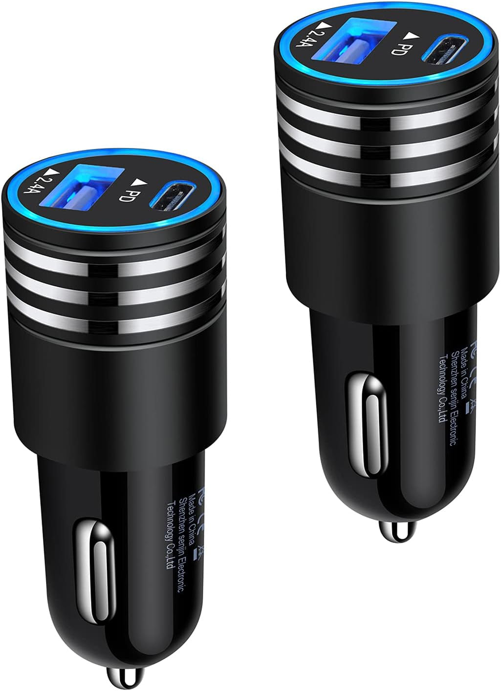 Fast Charging USB C Car Charger for Iphone 15 14 13 12 11 Pro Max SE XR XS X 8 Samsung Galaxy S23 S22 S21 S20 Note20 A32 Google Pixel 8 Pro/7A/7 Pro/6A/6/5/4A/4/3,2Pack 30W PD+2.4A Type C Car Adapter