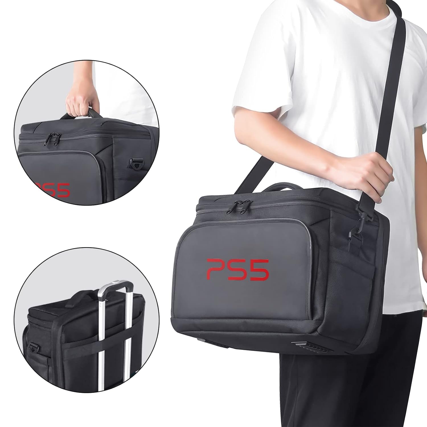 PS5 Case Storage Bag for PS5 for Play-Station 5 Controller Console Travel Carrying Case for Game Disc Gaming Mice USB Cable Charger & Accessories