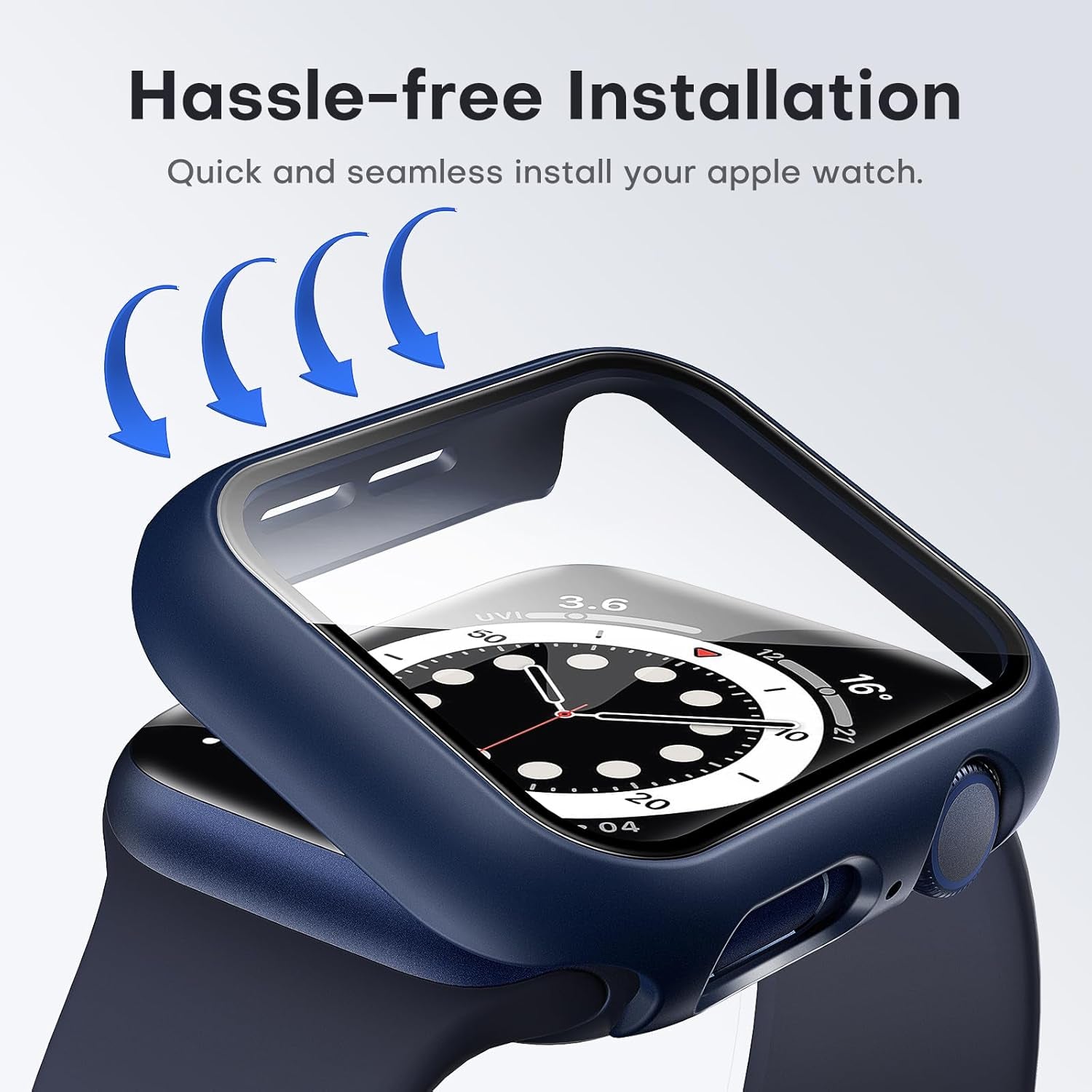 2 Pack Hard Case Compatible for Apple Watch SE Series 6 5 4 40Mm Built in 9H Tempered Glass Screen Protector Slim Bumper Touch Sensitive Full Protective Cover Compatible for Iwatch 40Mm - Blue